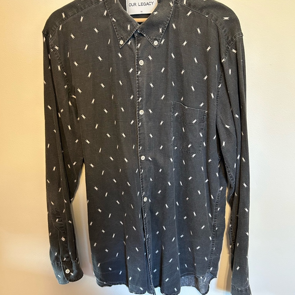 Our Legacy Black Casual Button Down Shirt with Subtle Pattern